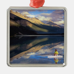 A rower on Banff Lake in the Canada MR) Metal Ornament