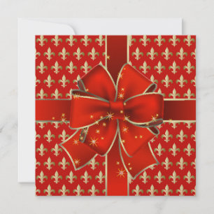 A Royally Elegant Red Bow Fleur de Lis Invitation