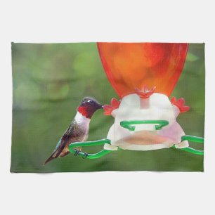 A Ruby Throated Hummingbird Kitchen Towel