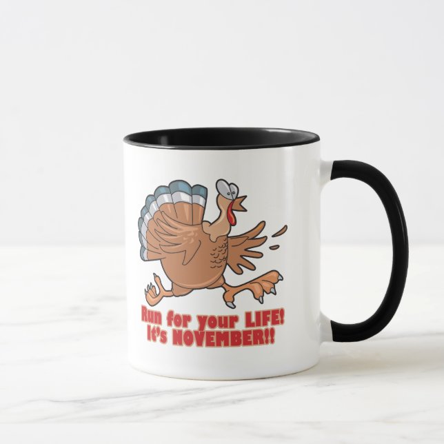 a run for life funny turkey mug (Right)