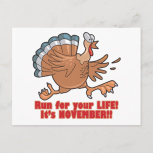 a run for life funny turkey postcard