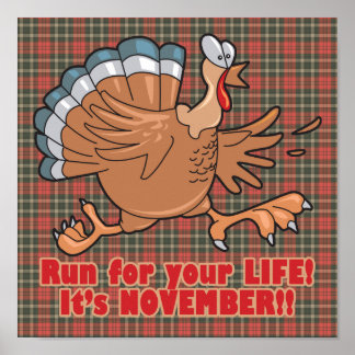 a run for life funny turkey poster