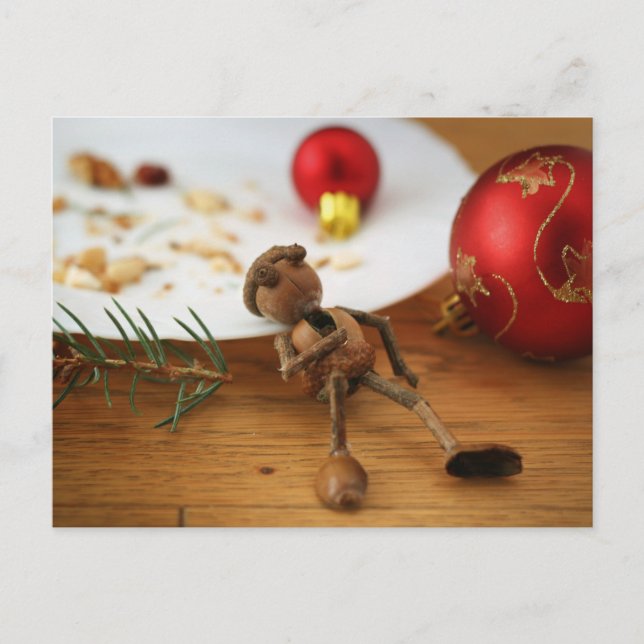 A run over Acorn elf eating cookie - Christmas  Postcard (Front)
