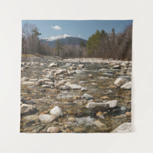 A running stream river with clear water flowing wi tapestry