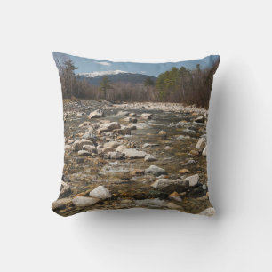 A running stream river with clear water flowing wi throw pillow