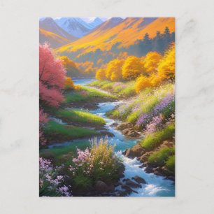 A Rushing Stream in a Colourful Valley Holiday Postcard