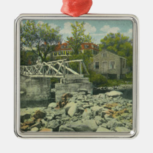 A Rustic Bridge at Perkins Cove Scene Metal Ornament