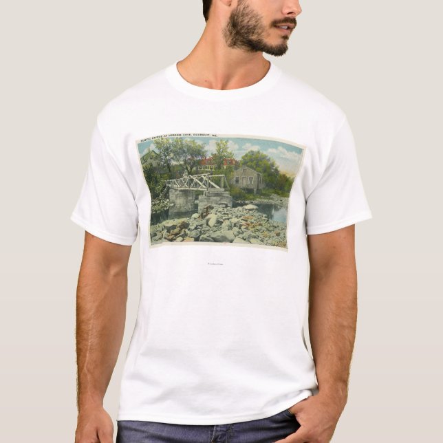 A Rustic Bridge at Perkins Cove Scene T-Shirt (Front)