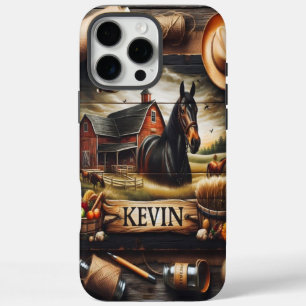 A Rustic Farm Scene With A Horse, A Red Barn, And  iPhone 16 Pro Max Case