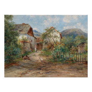 A Rustic Garden in Blossom in the Countryside Poster