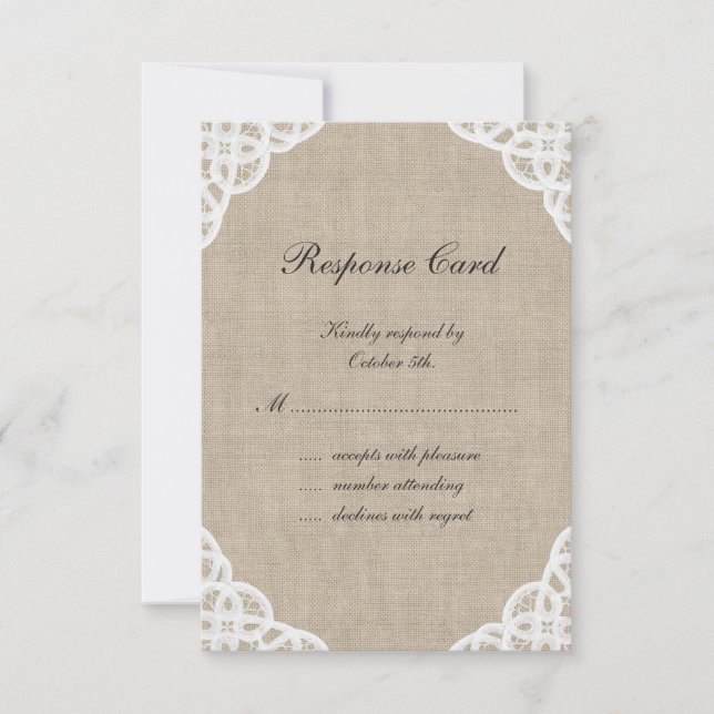 A Rustic Lace & Burlap RSVP Card (Front)