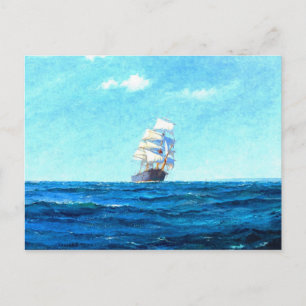 A sailing ship at sea postcard