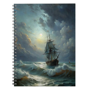 A sailing ship in the ocean notebook
