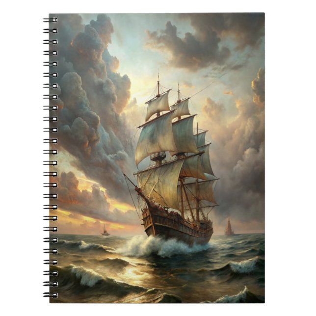 A sailing ship in the ocean notebook (Front)