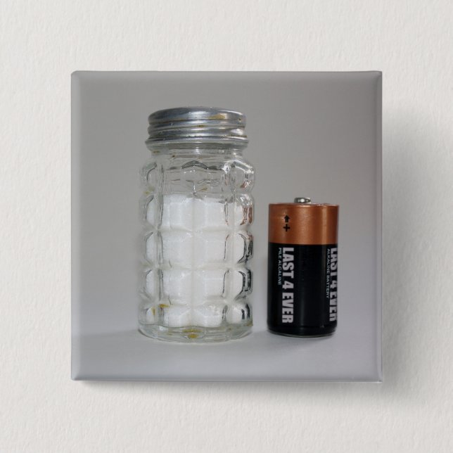 A Salt and Battery 2 Inch Square Button (Front)