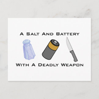 A Salt And Battery With A Deadly Weapon Postcard