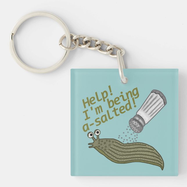 A Salted Slug Pun Keychain (Front)