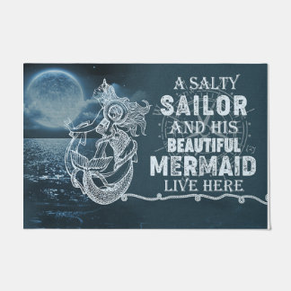 A Salty Sailor And His Beautiful Mermaid Doormat