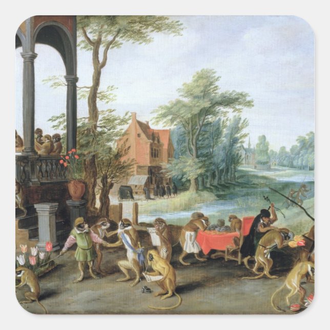 A Satire of the Folly of Tulip Mania Square Sticker (Front)