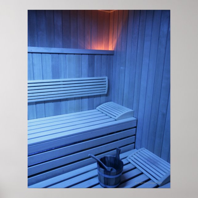 A sauna in blue light, Sweden. Poster (Front)