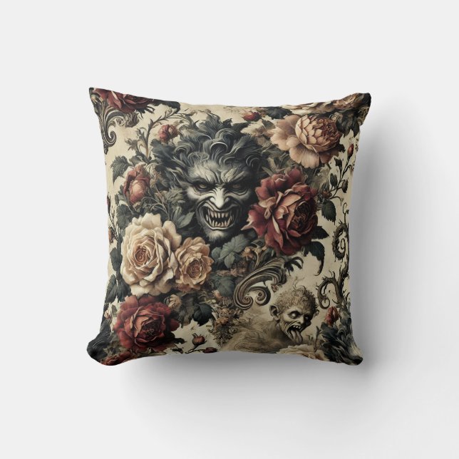 A Savage Sanctum – Gothic Victorian Design  Throw Pillow (Front)