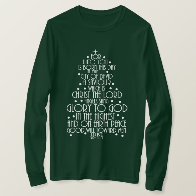 A Savior is Born Luke 2-11 Christmas Tree Shirts (Design Front)