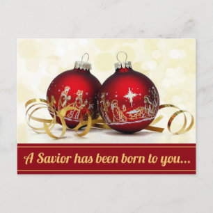 A Saviour Has Been Born Nativity Christmas Holiday Postcard
