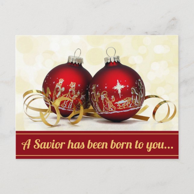A Saviour Has Been Born Nativity Christmas Holiday Postcard (Front)
