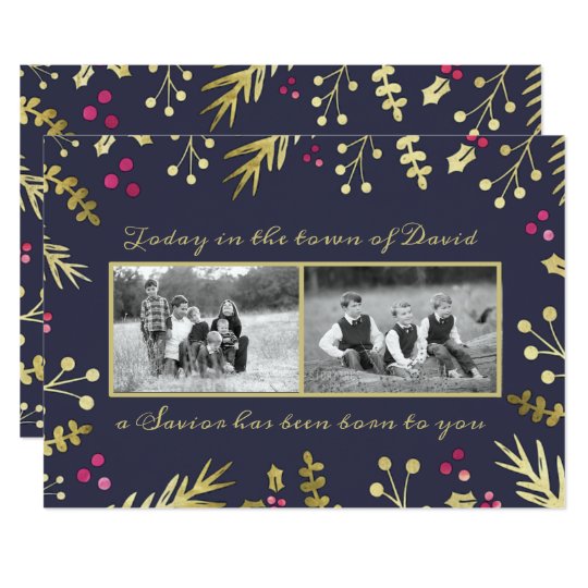 A Saviour Has Been Born Religious Christmas Photo Card