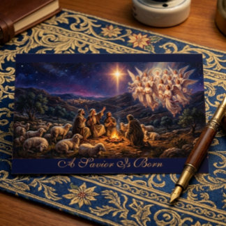 A Saviour Is Born Christmas Greeting Card