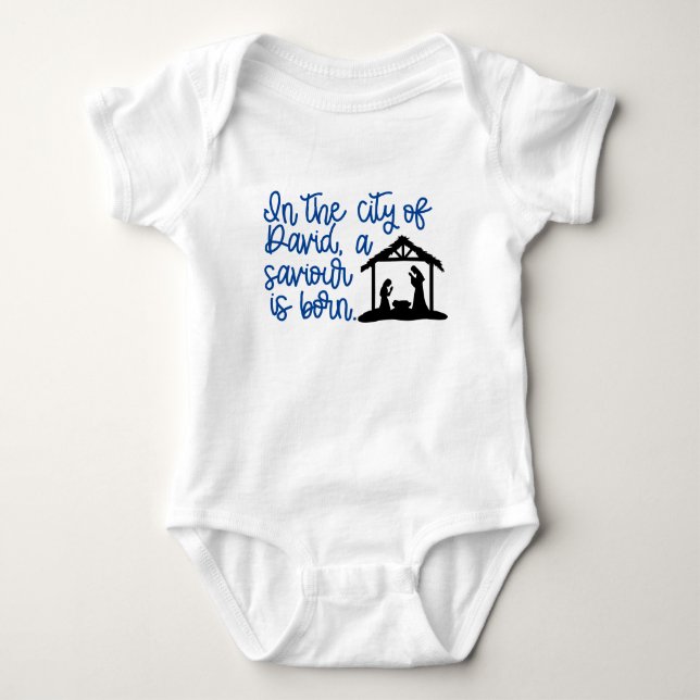 A Saviour Is Born Nativity Baby Bodysuit (Front)