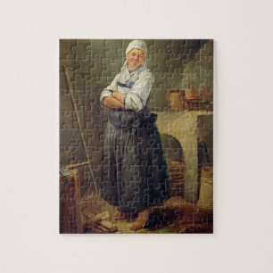 A Saxon Villager in her Kitchen (oil on canvas) Jigsaw Puzzle