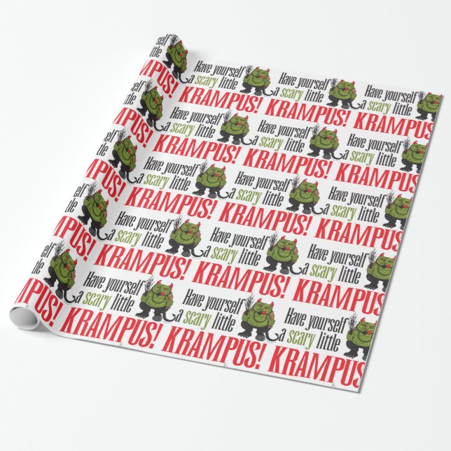 A scary little Krampus Wrap Wrapping Paper (Unrolled)
