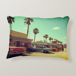 A Scene Depicting the Memorable 1970s Autos Accent Pillow