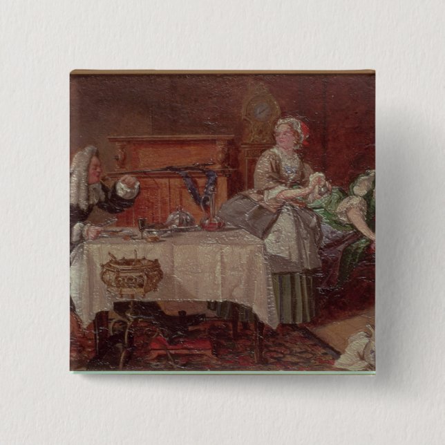 A Scene from 'Tartuffe' by Moliere, 1850 2 Inch Square Button (Front)