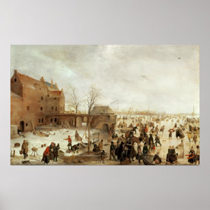 A Scene on the Ice near a Town, c.1615 Poster