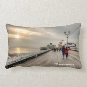A Scenic Coastal View Blackpool Pier Lumbar Pillow