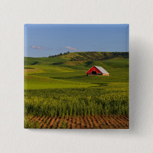 A scenic view of a barn in Moscow Idaho. 2 Inch Square Button