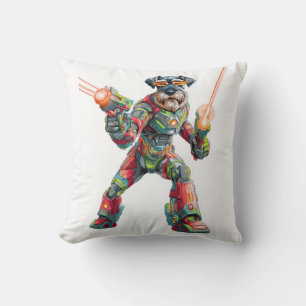 A_schnauzer_in_futuristic_armo Throw Pillow