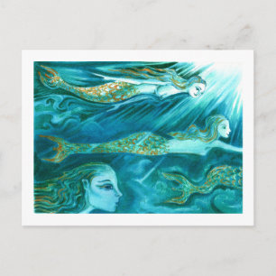 A School of Mermaids swim by Postcard
