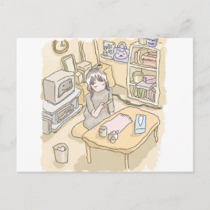 a scooping room holiday postcard