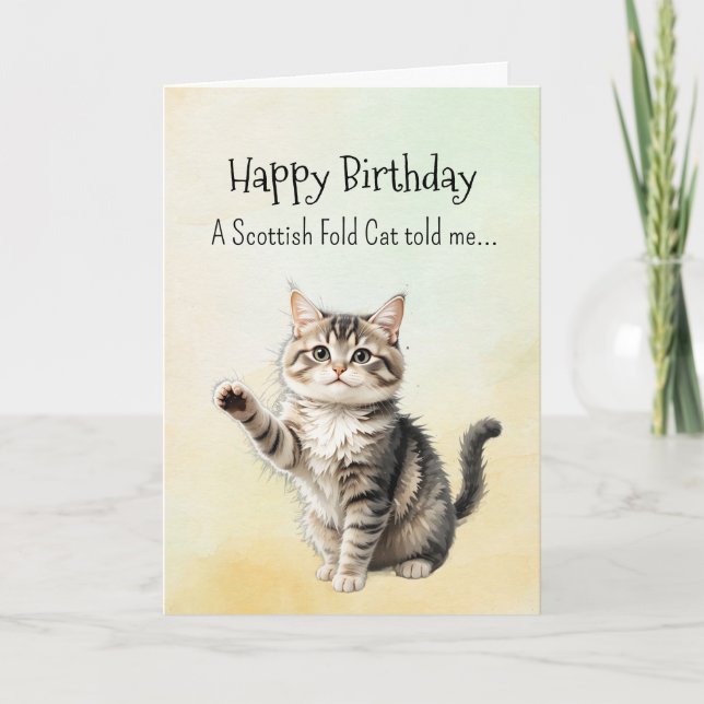 A Scottish Fold Cat Personality Birthday  Animal Card (Front)