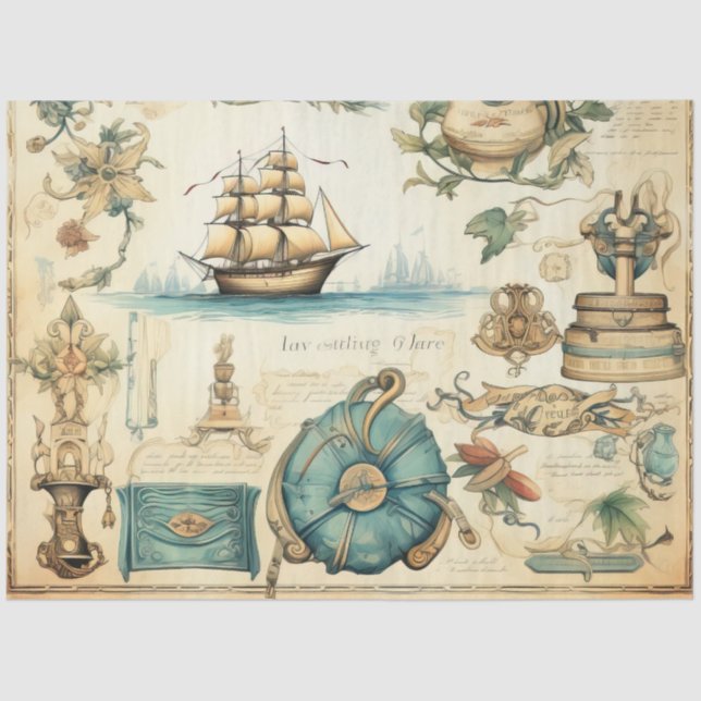 A Scrappy Nautical Series Design 14 Tissue Paper (Front)