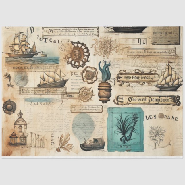 A Scrappy Nautical Series Design 16 Tissue Paper (Front)