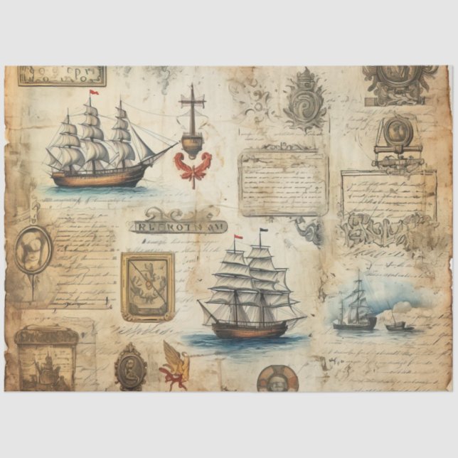 A Scrappy Nautical Series Design 18 Tissue Paper (Front)