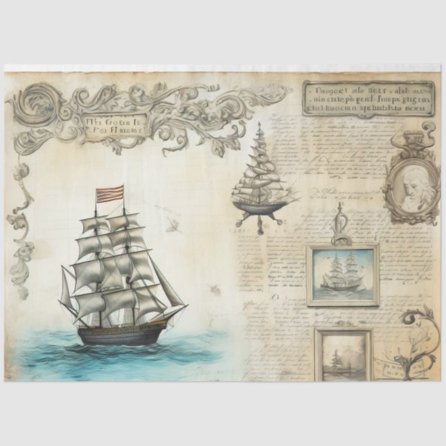 A Scrappy Nautical Series Design 7 Tissue Paper (Front)