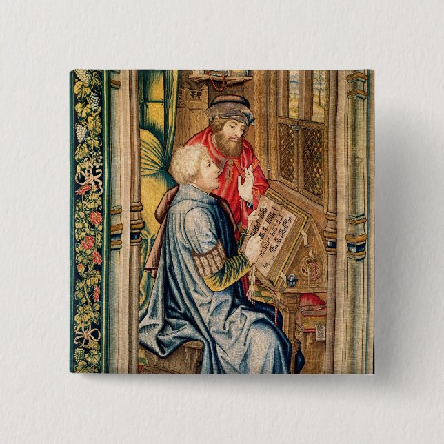 A Scribe Writing an Account 2 Inch Square Button (Front)