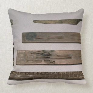 A scribe's instruments (wood, ivory, bronze and en throw pillow