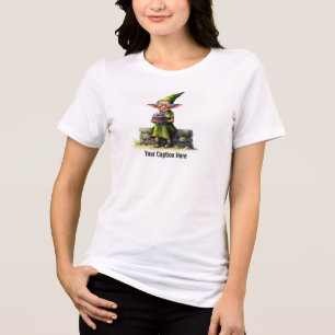 A Scruffy Elf Holding a Delicious Cake Tri-Blend Shirt