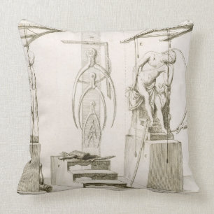 A Sculptor's Studio, c.1800 (engraving) Throw Pillow